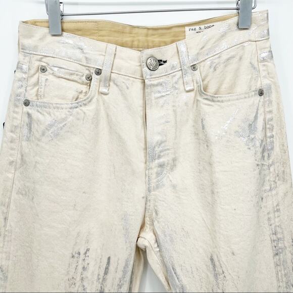 NWT Rag & Bone Maya High Rise Slim Metallic Coated Jeans 26 Moonshine Wash - Picture 5 of 10